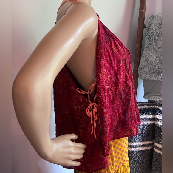 NWT $78 Free People | Casual Tank in Red | Cool Cut Out Sides for Lightweight - Picture 4 of 8